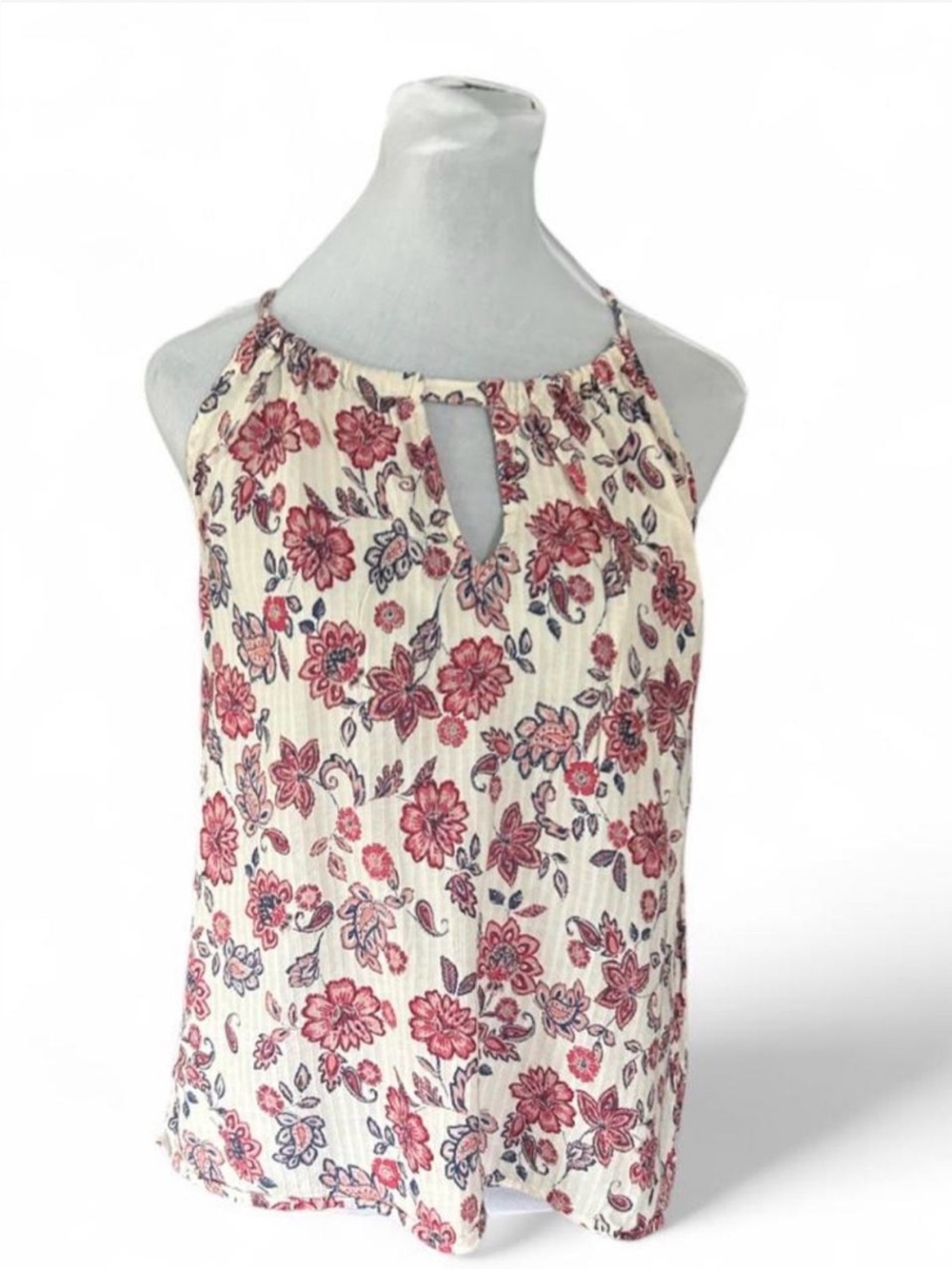 GAP Cream Halter Camisole with Pink Floral Print